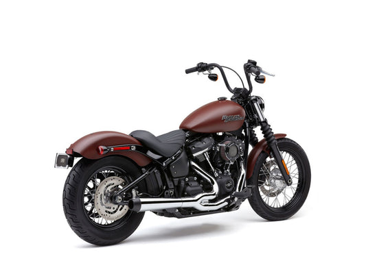 El Diablo 2-into-1 Exhaust - Chrome with Black End Cap. Fits Street Bob 2018-24 & Standard 2020-2024, Deluxe & Low Rider 2018-2020 & Softail Slim 2018-2021