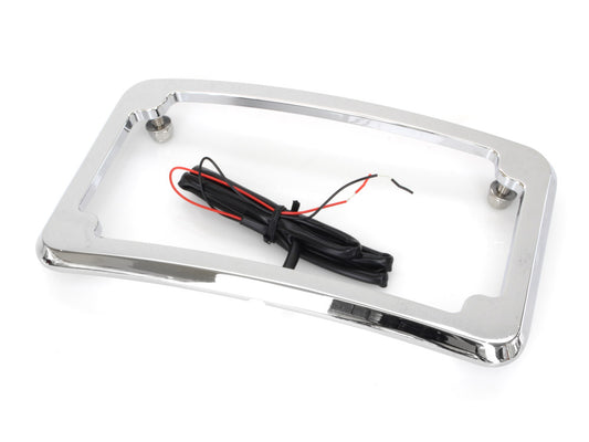 Curved Number Plate Frame with Number Plate Light Only - Chrome.