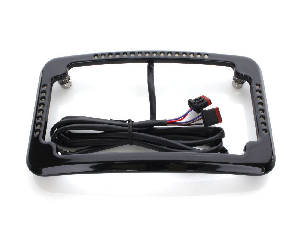 Curved Slick Signal Run, Turn, Brake & Number Plate Frame - Black. Fits Softail 2018up.