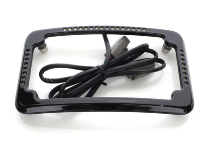 Curved Slick Signal Run, Turn, Brake & Number Plate Frame - Black. Fits Softail 2011-2017.