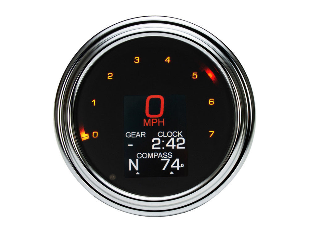 4-1/2in. Tank Mount KPH Speedometer with Tachometer - Chrome. Fits Big Twin 1936-2003.
