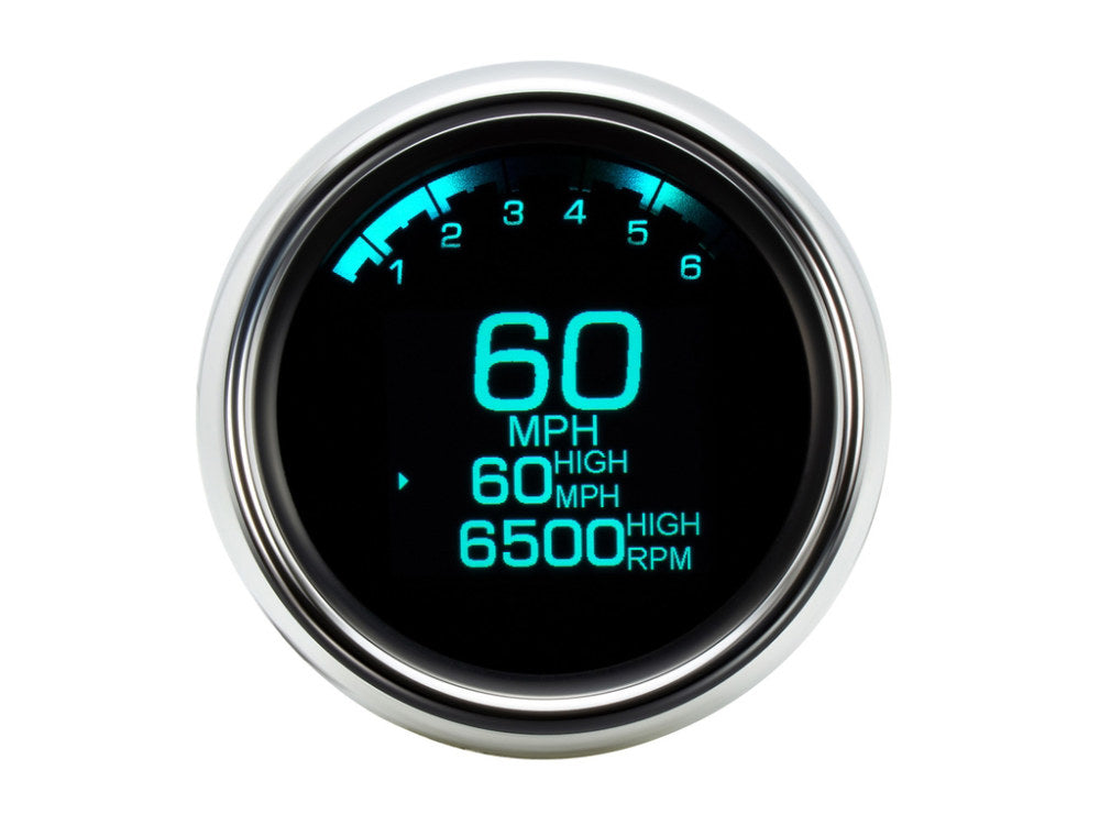 3-3/8in. Round KPH Speedometer with Tachometer - Chrome. Fits Dyna & Sportster 1994-2003.
