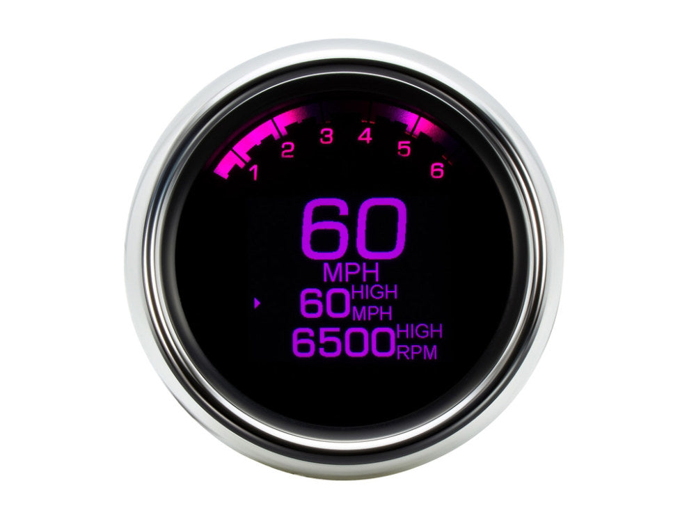 3-3/8in. Round KPH Speedometer with Tachometer - Chrome. Fits Dyna & Sportster 1994-2003.