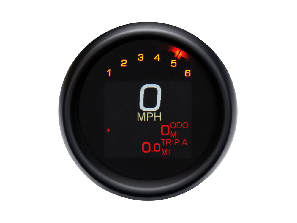 3-3/8in. Round KPH Speedometer with Tachometer - Black. Fits Dyna & Sportster 1994-2003.