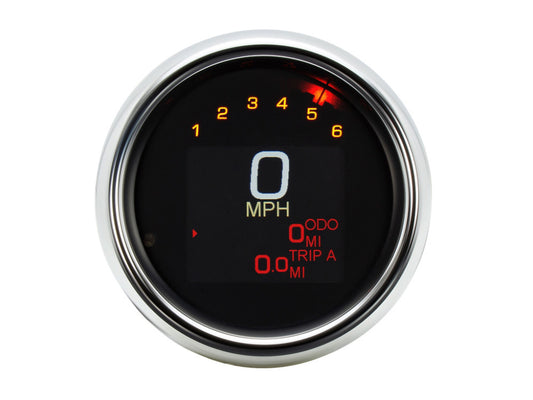 3-3/8in. Round KPH Speedometer with Tachometer - Chrome. Fits Dyna 2004-2011 & Sportster 2004-2013.