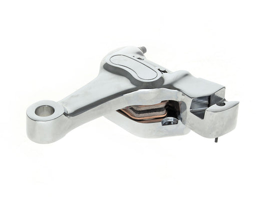 Right Hand Rear 4 Piston Caliper & Mounting Bracket - Chrome. Fits Softail 1987-1999.