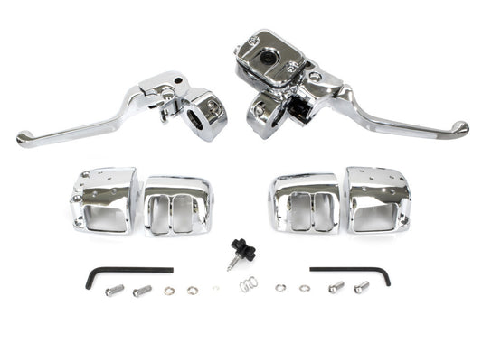 Handlebar Control Kit - Chrome. Fits Big Twin 1996-2010 & Sportster 1996-2003 with Single Disc Front Brake.
