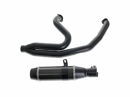 Bob Cat 2-into-1 Exhaust - Black with Carbon Fibre Sleeve Muffler. Fits Softail 2025up Non-240 Tyre Models