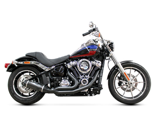 Bob Cat 2-into-1 Exhaust - Black with Carbon Fibre Sleeve Muffler. Fits Softail 2025up Non-240 Tyre Models