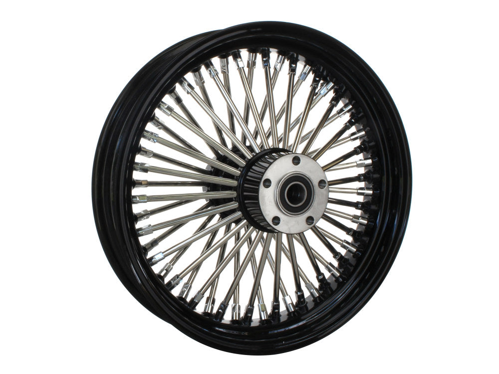 16in. x 3.5in. Mammoth Fat Spoke Rear Wheel - Gloss Black & Chrome. Fits Softail 2000-2007, Dyna 2000-2005, Sportster 2000-2004 & Touring 2000-2001.