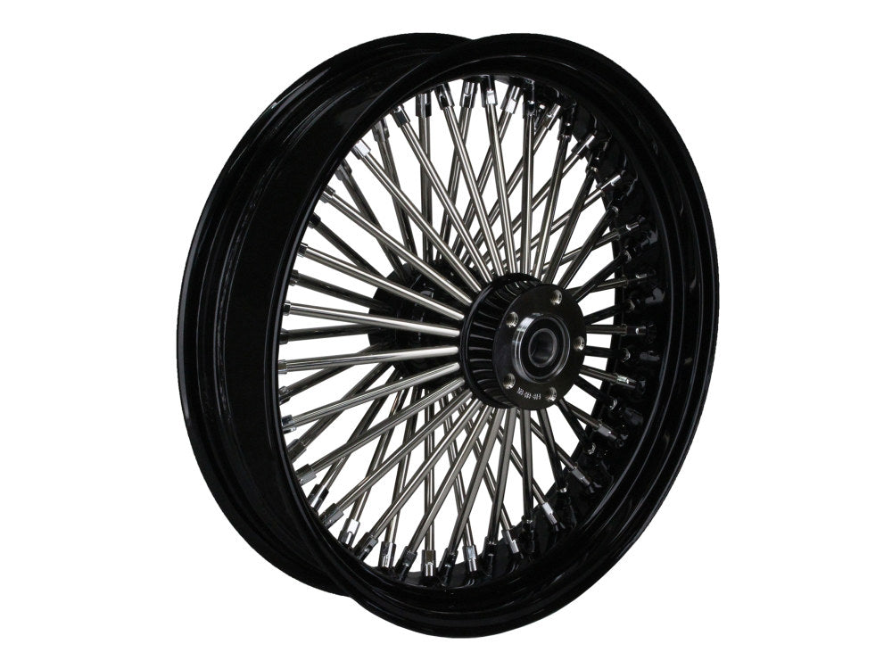 18in. x 4.25in. Mammoth Fat Spoke Rear Wheel - Gloss Black & Chrome. Fits Dyna 2012-2017 & Sportster 2014-2021.