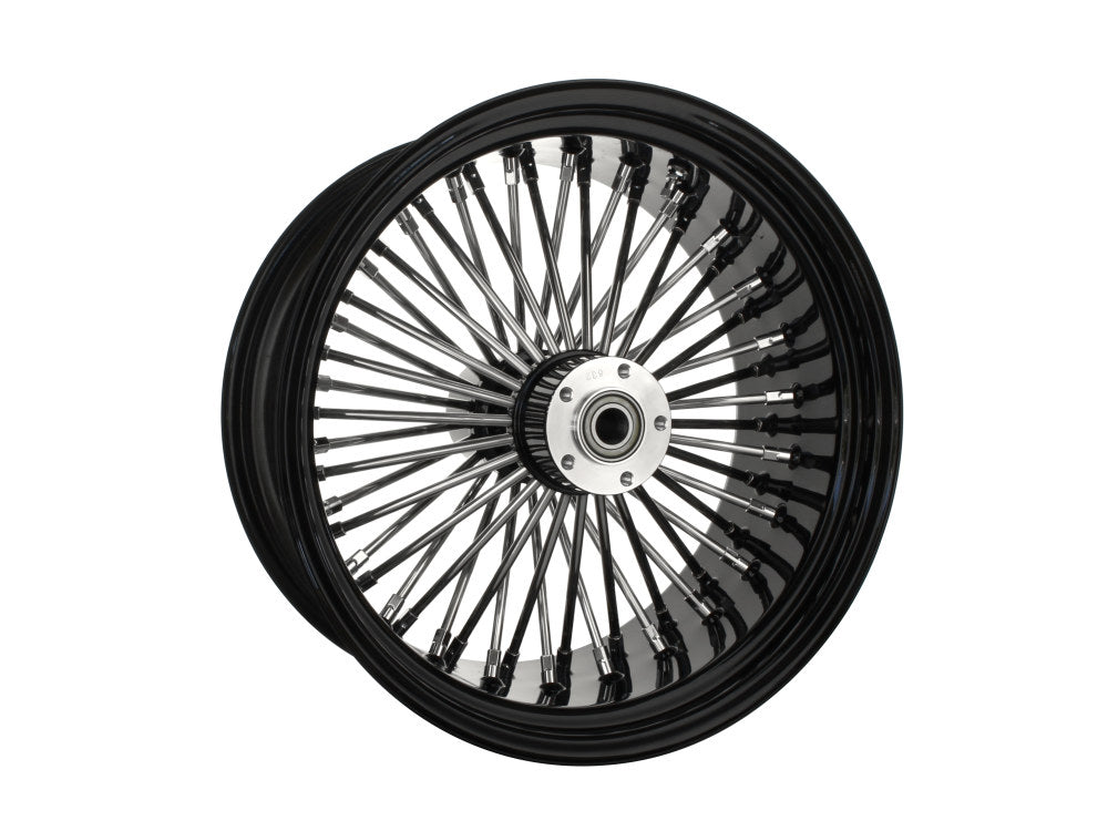 18in. x 8.5in. Mammoth Fat Spoke Rear Wheel - Gloss Black & Chrome. Fits Softail Breakout 2013-2017 & Rocker 2011.