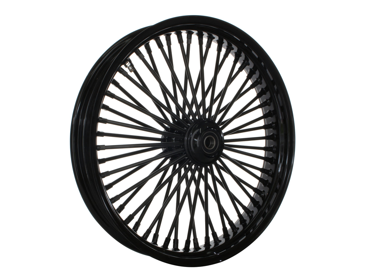 21in. x 3.5in. Mammoth Fat Spoke Front Wheel - Gloss Black. Fits Mid Glide Dyna 2012-2017 & FX Softail 2018up.