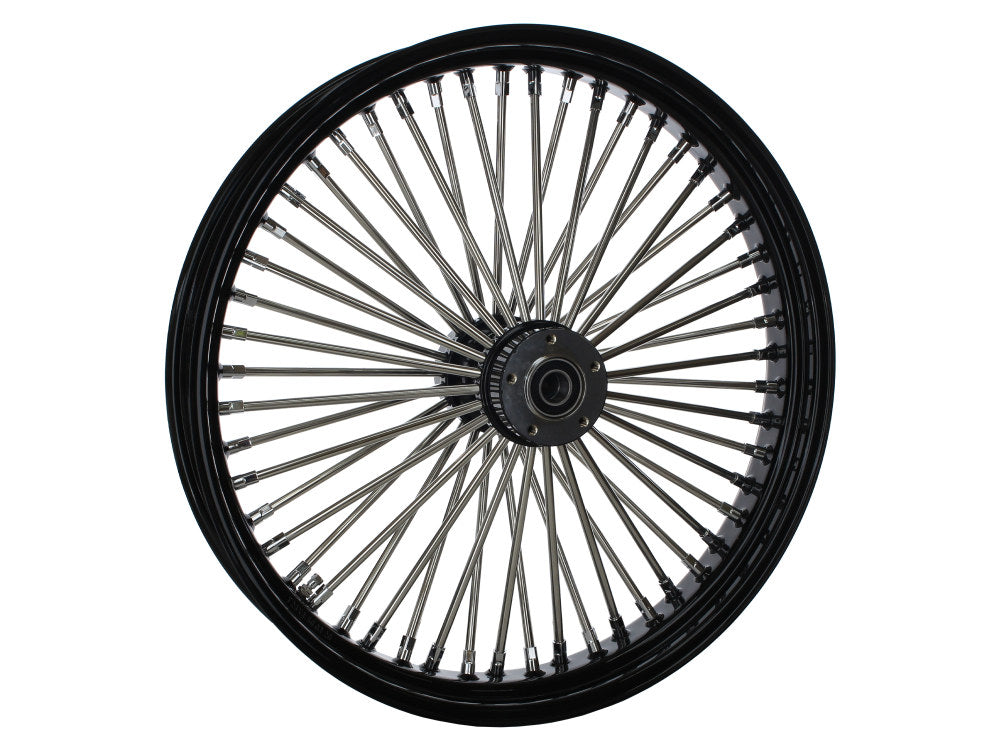 23in. x 3.5in. Mammoth Fat Spoke Front Wheel - Gloss Black & Chrome. Fits FX Softail 2011-2015.