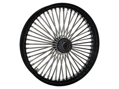 23in. x 3.5in. Mammoth Fat Spoke Front Wheel - Gloss Black & Chrome. Fits FX Softail 2011-2015.
