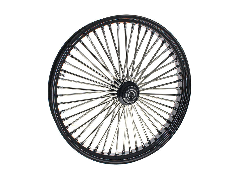 26in. x 3.5in. Mammoth Fat Spoke Front Wheel - Gloss Black & Chrome. Fits Softail Breakout 2013up.