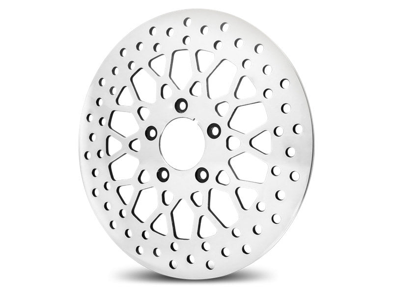 11.5in. Rear Mesh Disc Rotor - Polished. Fits Big Twin 2000up & Sportster 2000-2010