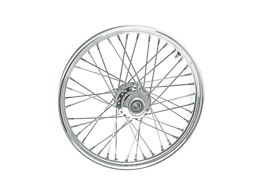 21in. x 2.15in. 40 Spoke Cross Laced Front Wheel - Chrome. Fits FX Softail 2007-2010.