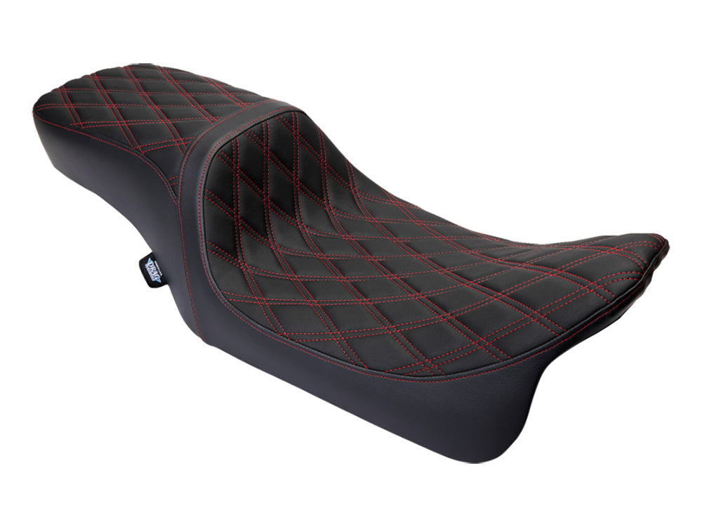 Performance Predator 2up Dual Seat with Red Double Diamond Lattice Stitch. Fits Most Touring 2008-2024