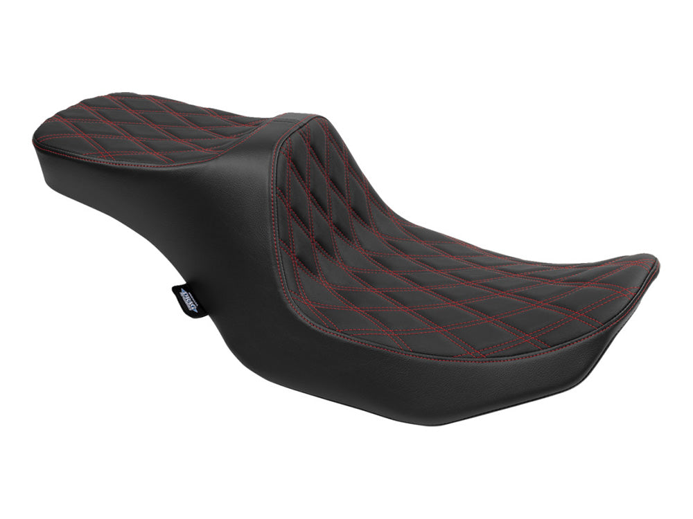 Predator 3, 2up Dual Seat with Red Double Diamond Lattice Stitch. Fits CVO Touring 2023up, Street Glide & Road Glide 2024up, Touring 2025up