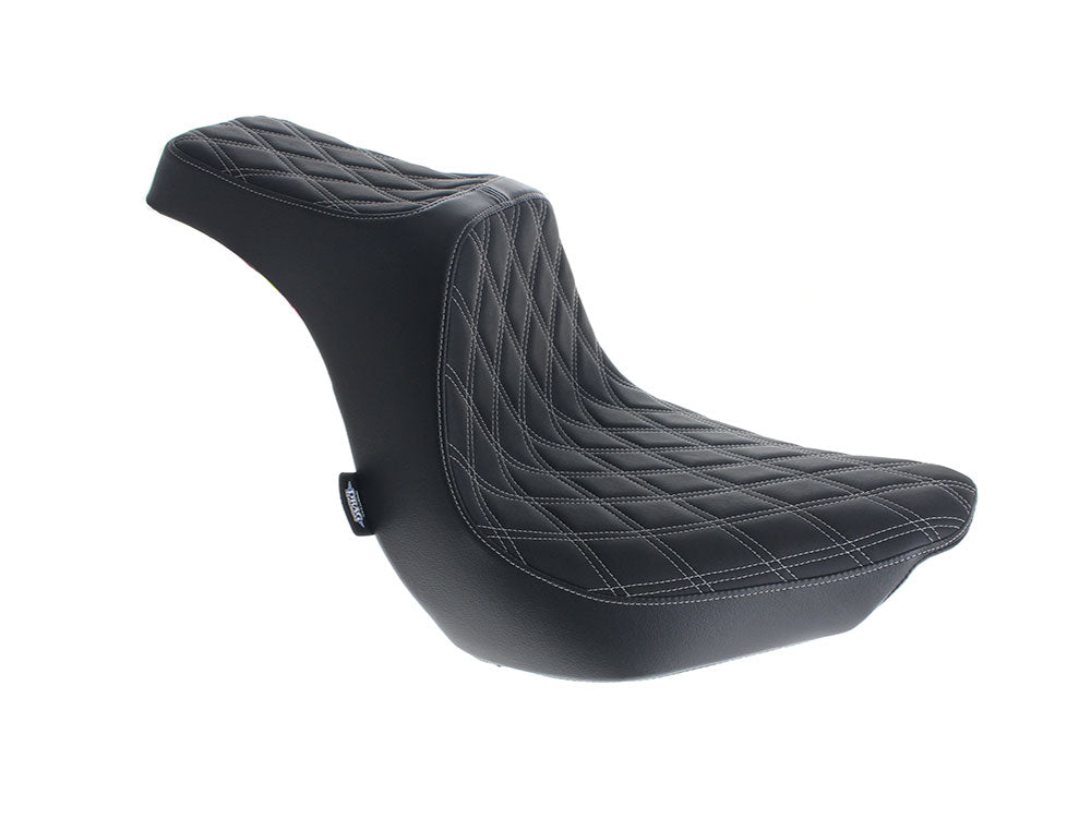 Predator 3 Dual Seat with Silver Double Diamond Lattice Stitch. Fits Fat Boy 2018up & Breakout 2023up