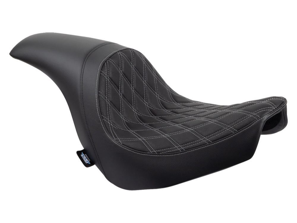 Performance Predator Dual Seat with Silver Double Diamond Lattice Stitch. Fits Sport Glide & Low Rider 2018up, Low Rider S 2020up & Low Rider ST 2022up