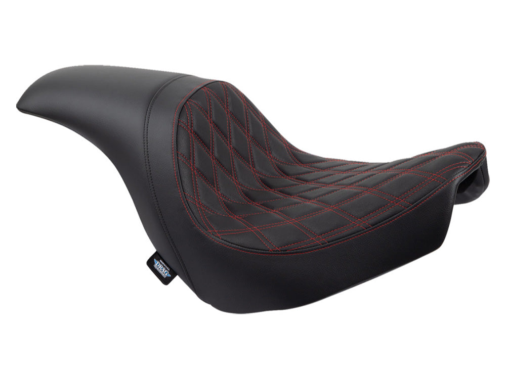 Performance Predator Dual Seat with Red Double Diamond Lattice Stitch. Fits Sport Glide & Low Rider 2018up, Low Rider S 2020up & Low Rider ST 2022up