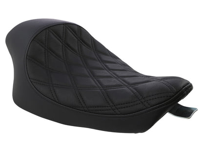3/4 Low Solo Seat with Black Diamond Lattice Stitch. Fits Sportster 2004-2021
