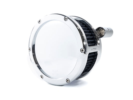 BA Air Cleaner Kit - Chrome with Solid Cover. Fits Softail 2000-2015, Dyna 1999-2017, Touring 1999-2007 with CV Carb or Cable Operated Delphi EFI
