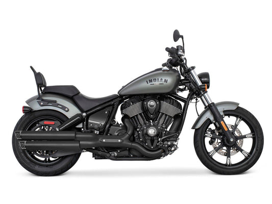 3.25in. Slip-On Mufflers - Black with Black Racing End Caps. Fits Indian Cruiser 2022up