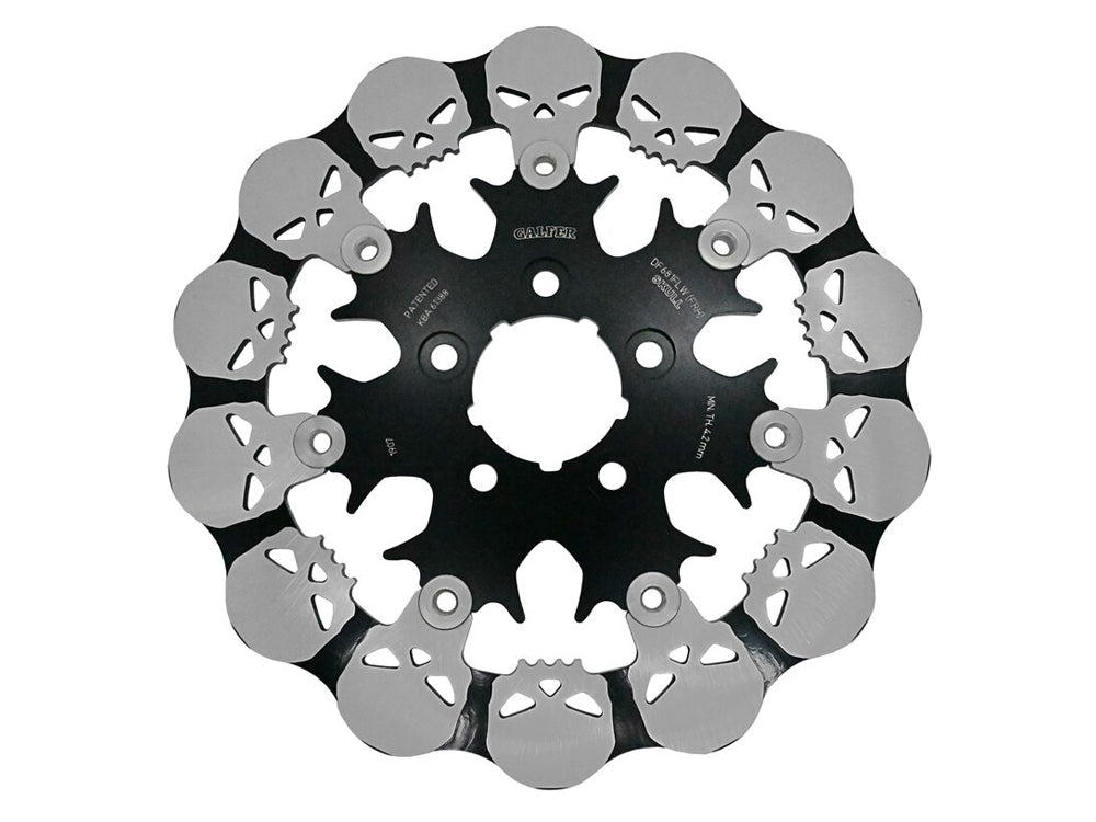 11.5in. Rear Skull Floating Round Disc Rotor. Fits Big Twin 2000up & Sportster 2000-2010.