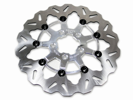 11.8in. Front Wave Floating Disc Rotor - Clear Anodized Silver Carrier. Fits Dyna 2006-2017, Softail 2015up, Sportster 2014-2021 & Some Touring 2008-2023