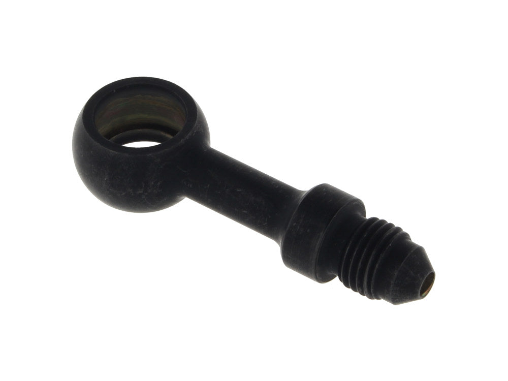 Black 7/16in. ID, 180 Degree Straight Banjo - Male #3 End.