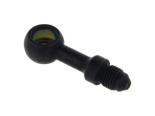 Black 3/8in. (10mm) ID, 180 Degree Straight Banjo - Male #3 End.