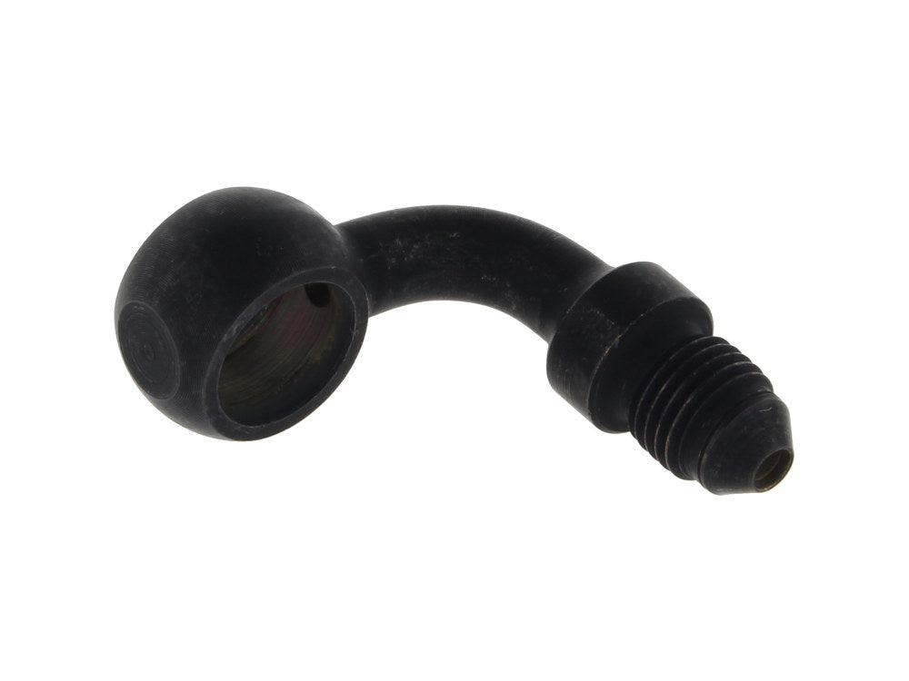 Black 7/16in. ID, 90 Degree Banjo - Male #3 End.