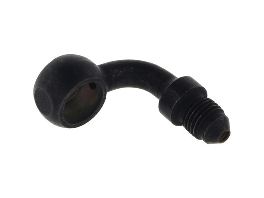 Black 7/16in. ID, 90 Degree Banjo - Male #3 End.