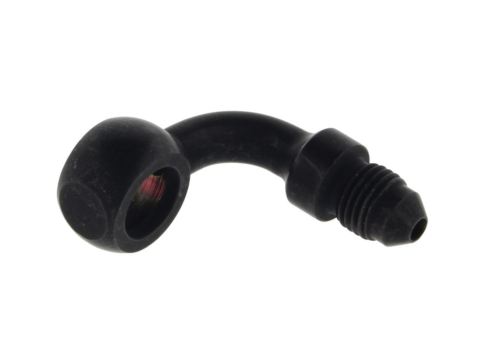 Black 3/8in. (10mm) ID, 90 Degree Banjo - Male #3 End.
