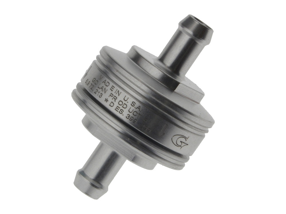Washable Super Mini Inline Fuel Filter. 5/16in. Hose x 0.675in. long. Billet Aluminium.
