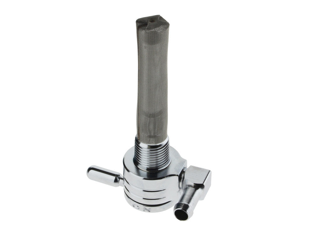 High-Flow Fuel Tap / Petcock with 3/8in. NPT Thread & 5/16in. Backward Facing Fuel Outlet - Chrome