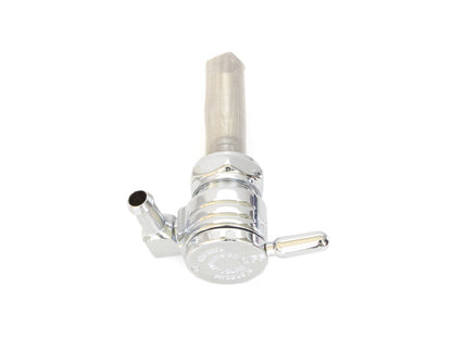 High-Flow Fuel Tap / Petcock with 22mm Thread & 5/16in. Forward Facing Fuel Outlet - Chrome. Fits Softail 1984-2006, Dyna 1991-2006, FXR 1982-1994, Touring 1988-2006, Sportster 1975-2006 & 4Spd Big Twin 1975-1986