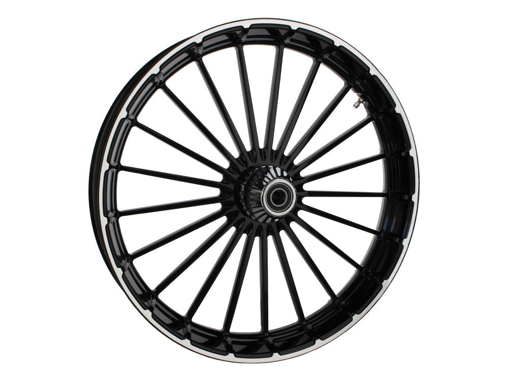 26in. x 3.75in. Ranger/Turbine Replica Wheel - Black Anodize, Polished Rim Edge, Chrome Hub Kit. Fits Breakout 2013up.