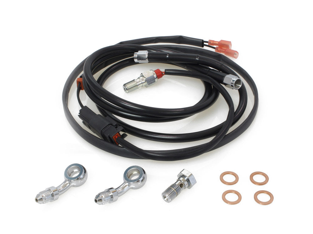 Rear Brake Line - Black. Fits Softail 2018up with HHI Forward Controls.