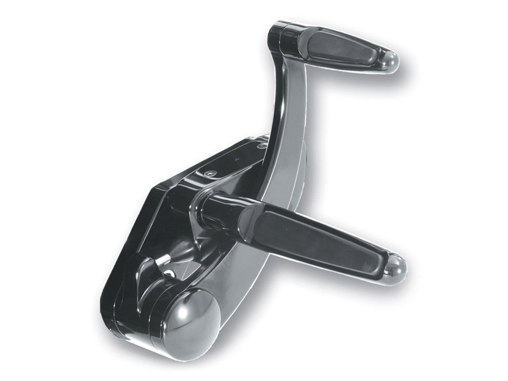 Extended Length Forward Controls with Folding Rubber Inlay Pegs - Black. Fits Softail 2000-2017.