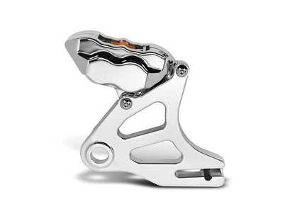 Right Hand Rear 4 Piston Caliper & Mounting Bracket - Chrome. Fits Softail 2018up