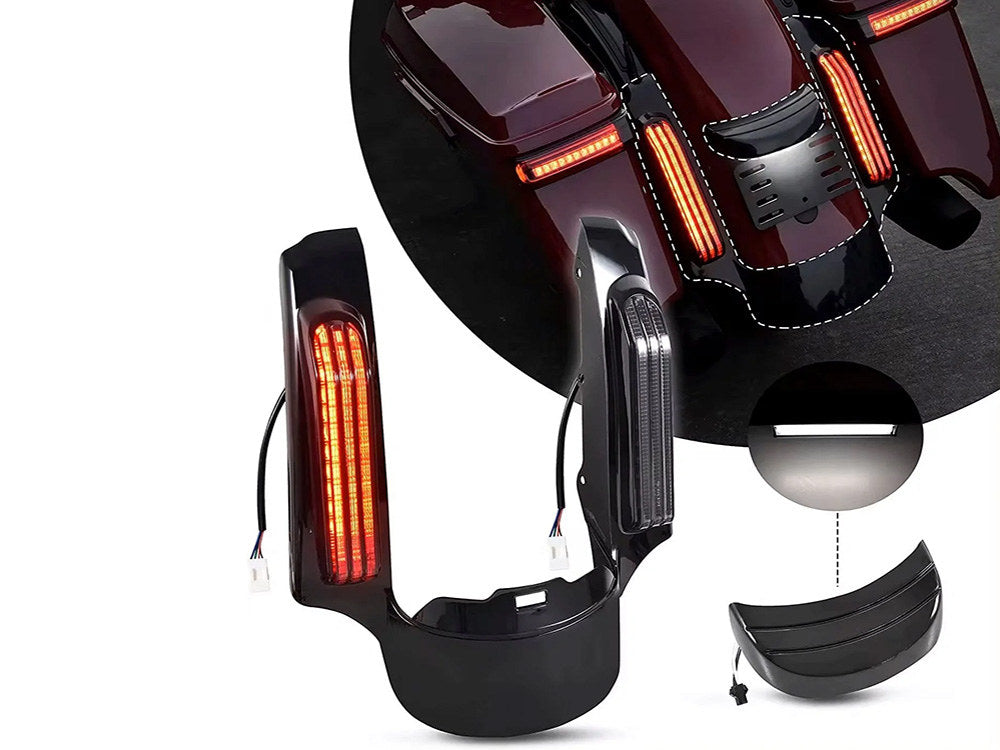 LED CVO Style Rear Fender Add On Kit - Black. Fits Most Touring 2014-2024