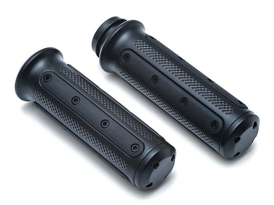 Heavy Industry Handgrips - Black. Fits Big Twin 2008-2024 with Throttle-by-Wire