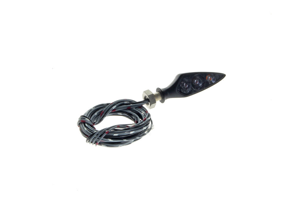 Rhombus S DF LED Left Hand Rear Turn Signal - Amber Turn - Red Run/Brake - Black.