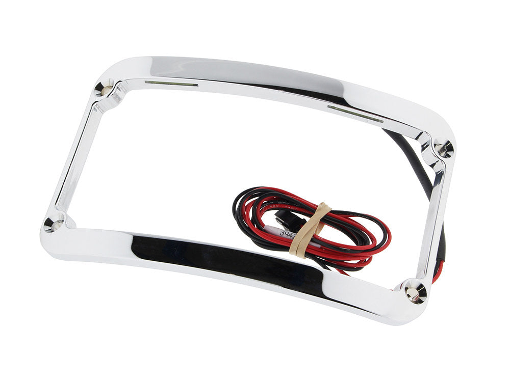 Curved Number Plate Frame with LED Lights - Chrome.