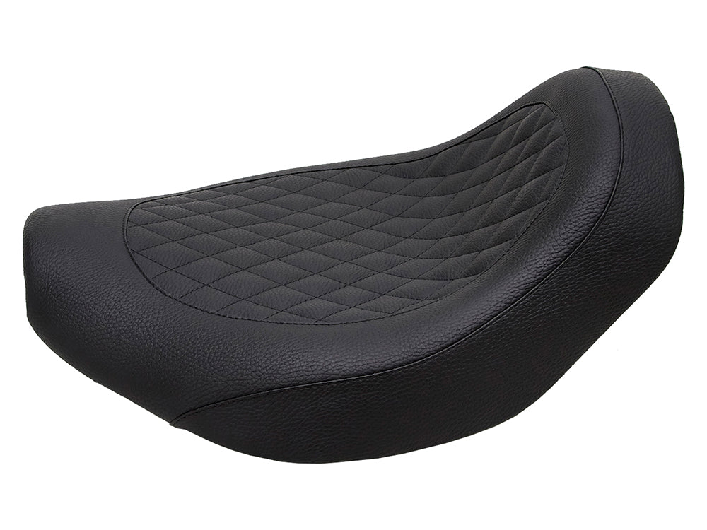 Fred Kodlin Diamond Stitch Solo Seat - Black. Fits Softail Breakout & Fatboy with Kodlin Fuel Tank & Rear Fender.