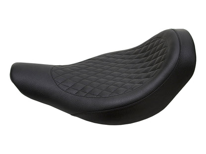 Fred Kodlin Diamond Stitch Solo Seat - Black. Fits Fatboy 2018up & Breakout 2023up with OEM Fuel Tank & Kodlin Rear Fender.